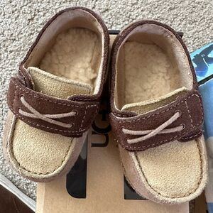 Ugg Kids Brown and Tan Suede Moccasin Shoes